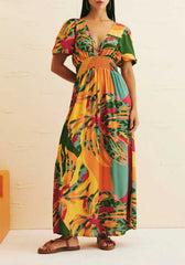 Vestido Midi Dec Profundo Manga 103059 Cacay
