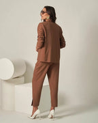 Blazer risca de giz B8671 Coqueta, costas feminino
