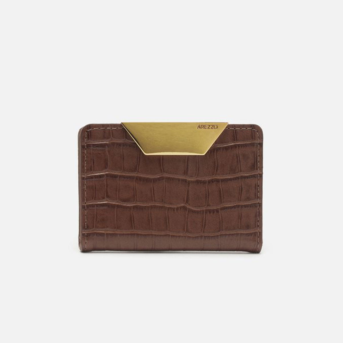 CARTEIRA MARROM CROCO PEQUENA DETALHE METAL A 40011 0310 0007 AREZZO