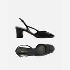 SCARPIN PRETO COURO SALTO BLOCO SLINGBACK A 14209 0001 0001 AREZZO