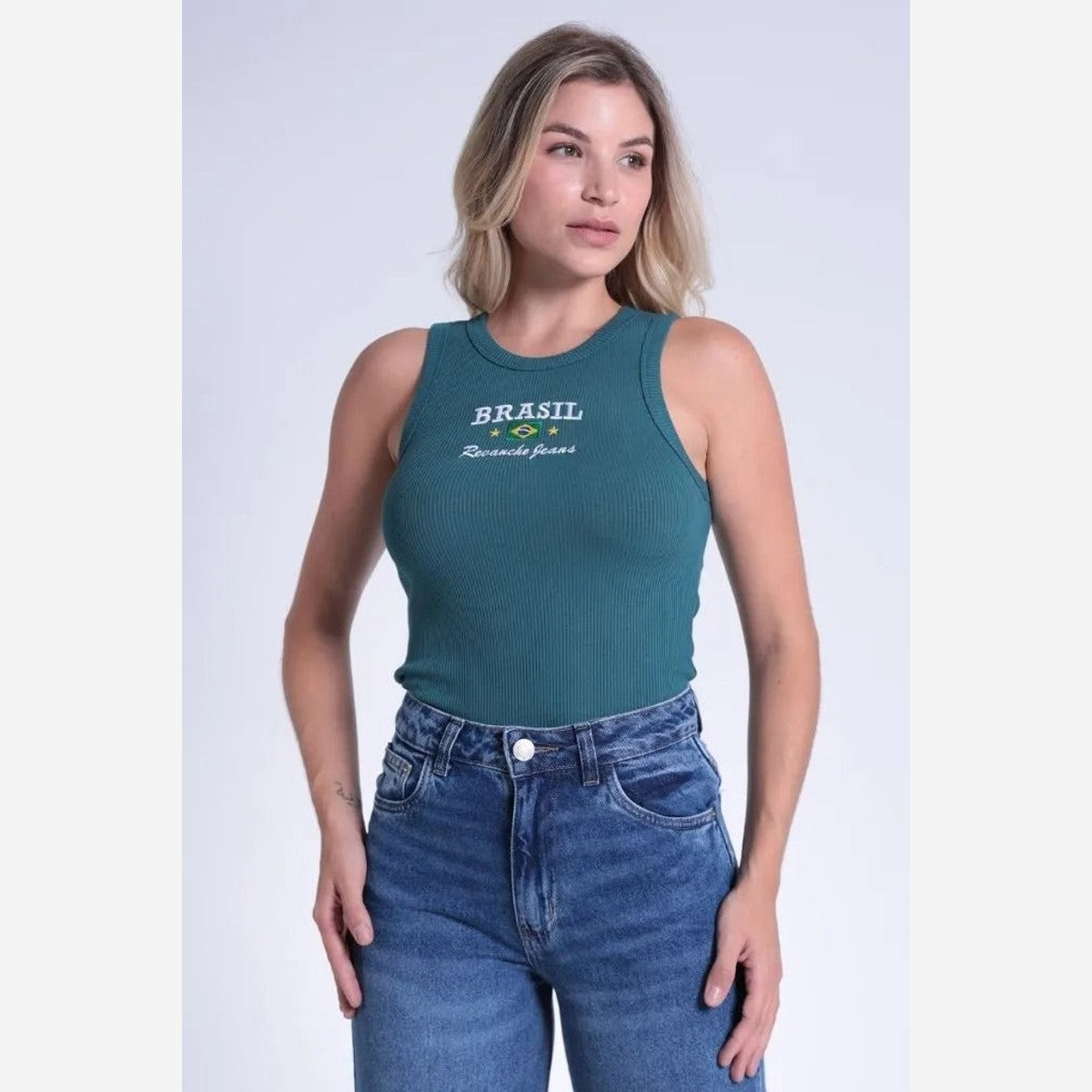 BLUSA REGATA BASICA CANELADA BRASIL BLFEM00195 REVANCHE