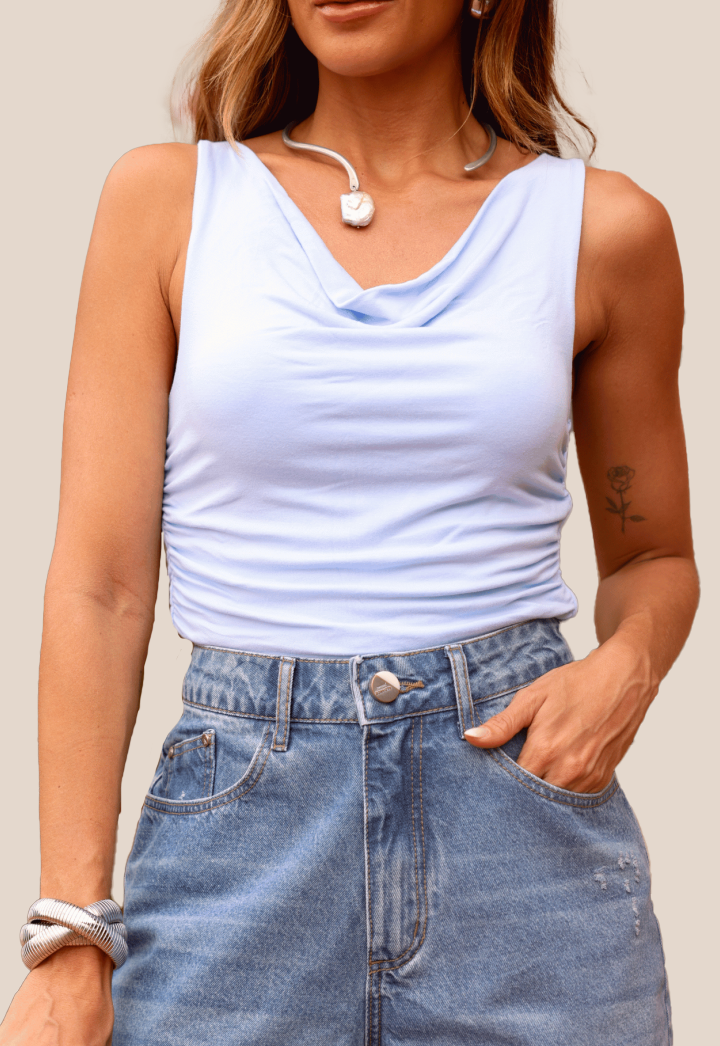 Blusa regata Ocean 09026 Alcance azul, vista frontal feminina