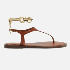 SANDÁLIA RASTEIRA MARROM COURO THONG TORNOZELEIRA A 13988 0001 0002 AREZZO