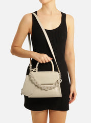 BOLSA SATCHEL OFF WHITE IARA MÉDIA TRESSÊ A 50023 0477 0123 AREZZO