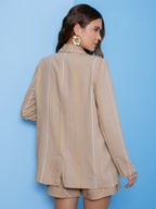 Blazer summer listrado Skenn feminino, detalhe gola e botões
