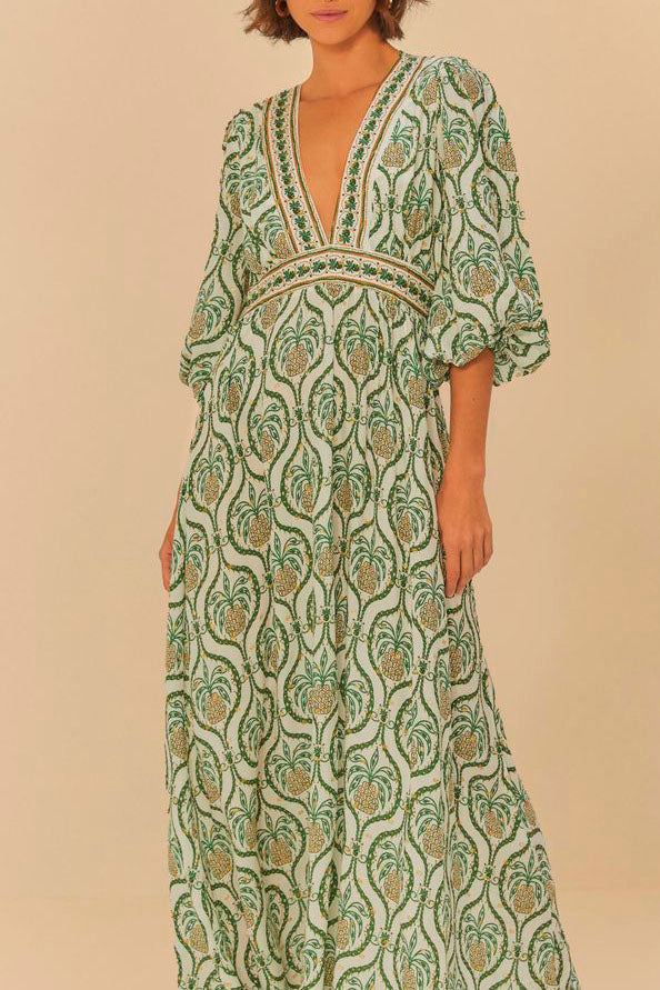 VESTIDO LONGO BRILHO DE ABACAXI 338728 FARM RIO Imagem secundária do produto
