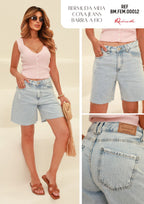 Bermuda jeans feminina BMF00012 Revanche look completo, feminino denim