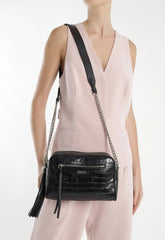 BOLSA TIRACOLO COURO PRETA CROCO S 50010 0622 0001 SCHUTZ