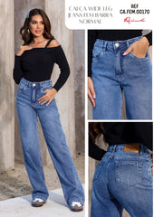 CALÇA JEANS WIDE LEG BARRA NORMAL FEM00170 REVANCHE