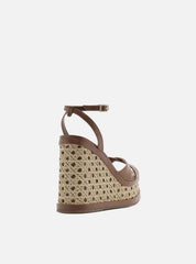 SANDÁLIA MARROM COURO PALHA SEXTAVADA PLATAFORMA A 12523 0046 0001 AREZZO