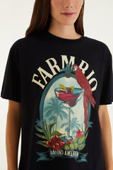 BLUSA T-SHIRT MEDIA DRINK PINTADO 348413 FARM RIO