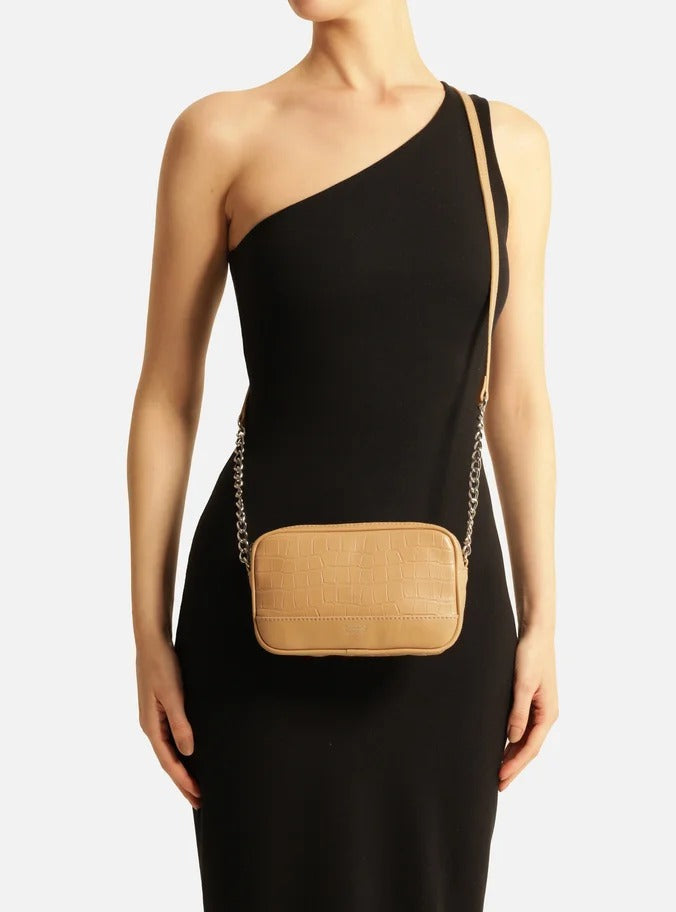BOLSA TIRACOLO PEQUENA BEGE CROCO A 50011 0670 0031 AREZZO Imagem secundária do produto