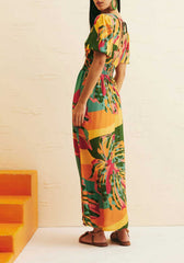 Vestido Midi Dec Profundo Manga 103059 Cacay