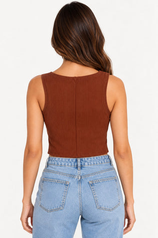 Caramelo | Blusa Cropped Canelado Malipa — costas