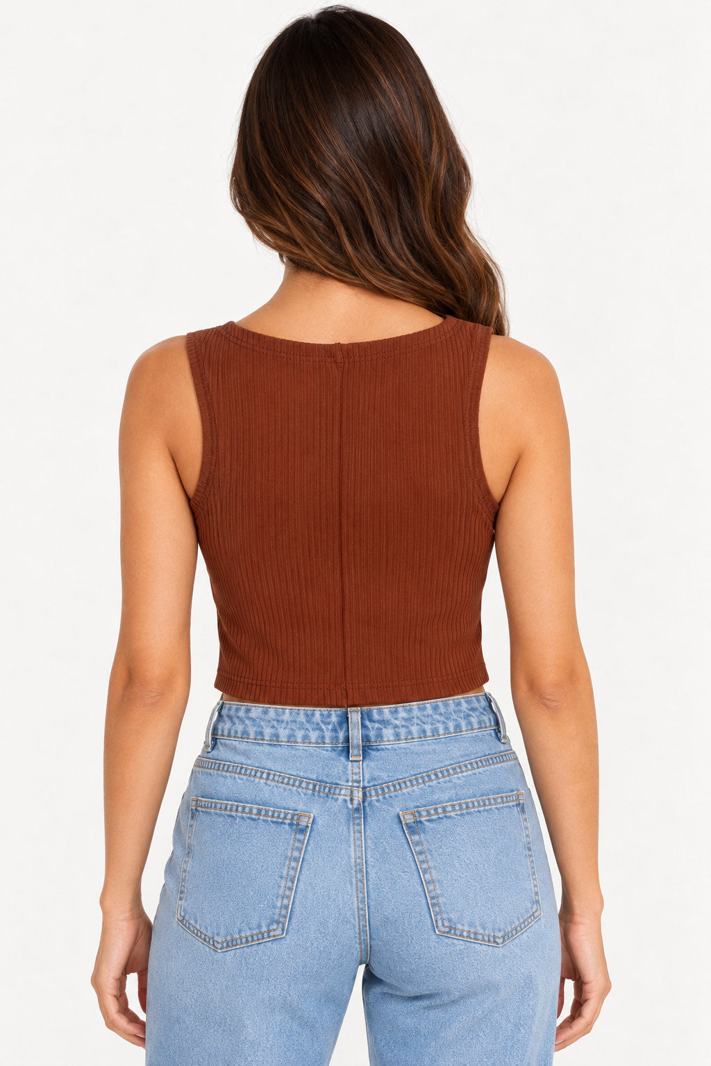 Caramelo | Blusa Cropped Canelado Malipa — costas