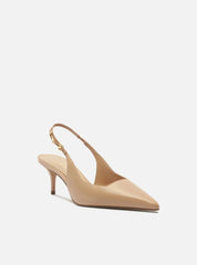 SCARPIN BEGE COURO SLINGBACK DETALHE METAL A 12757 0089 0005 AREZZO