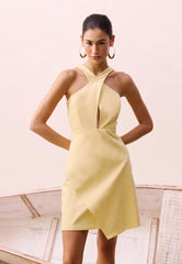 VESTIDO CURTO DECOTE CRUZADO LISO 105430 CACAY