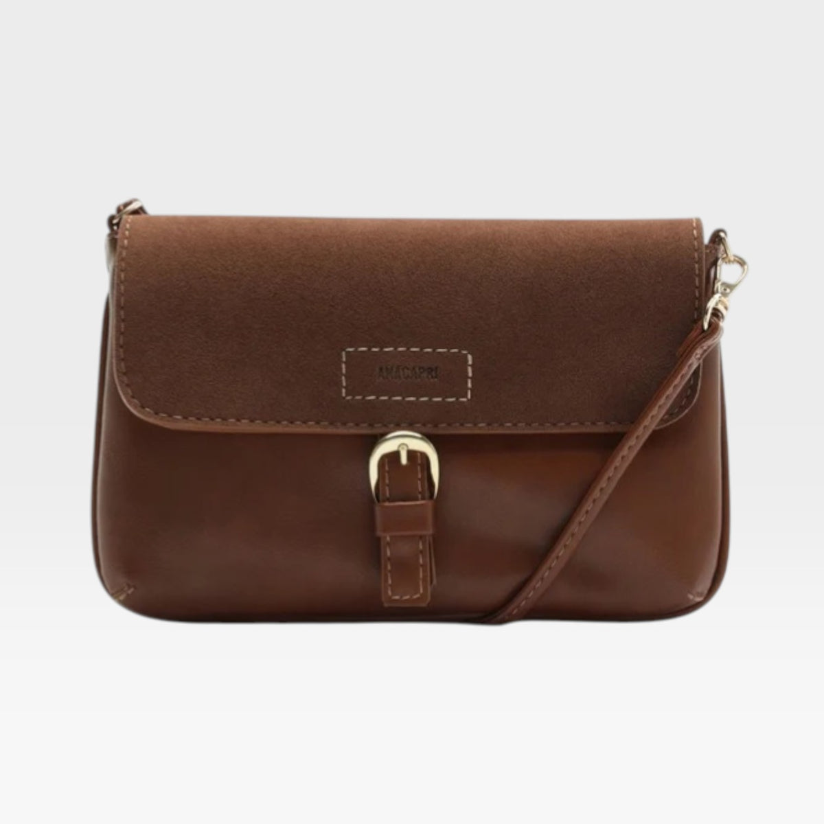 BOLSA TIRACOLO MÉDIA FIVELA FRONTAL MARROM C 50016 2017 0003 ANACAPRI