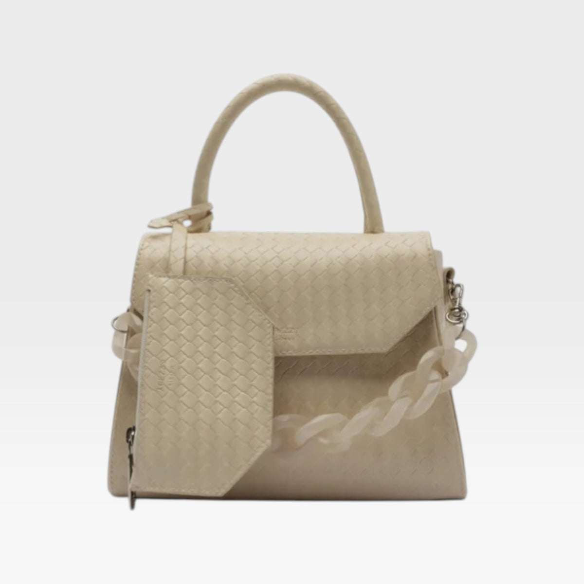 BOLSA SATCHEL OFF WHITE IARA MÉDIA TRESSÊ A 50023 0477 0123 AREZZO