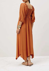 VESTIDO MIDI PONTAS MANGA BUF 104682 CACAY