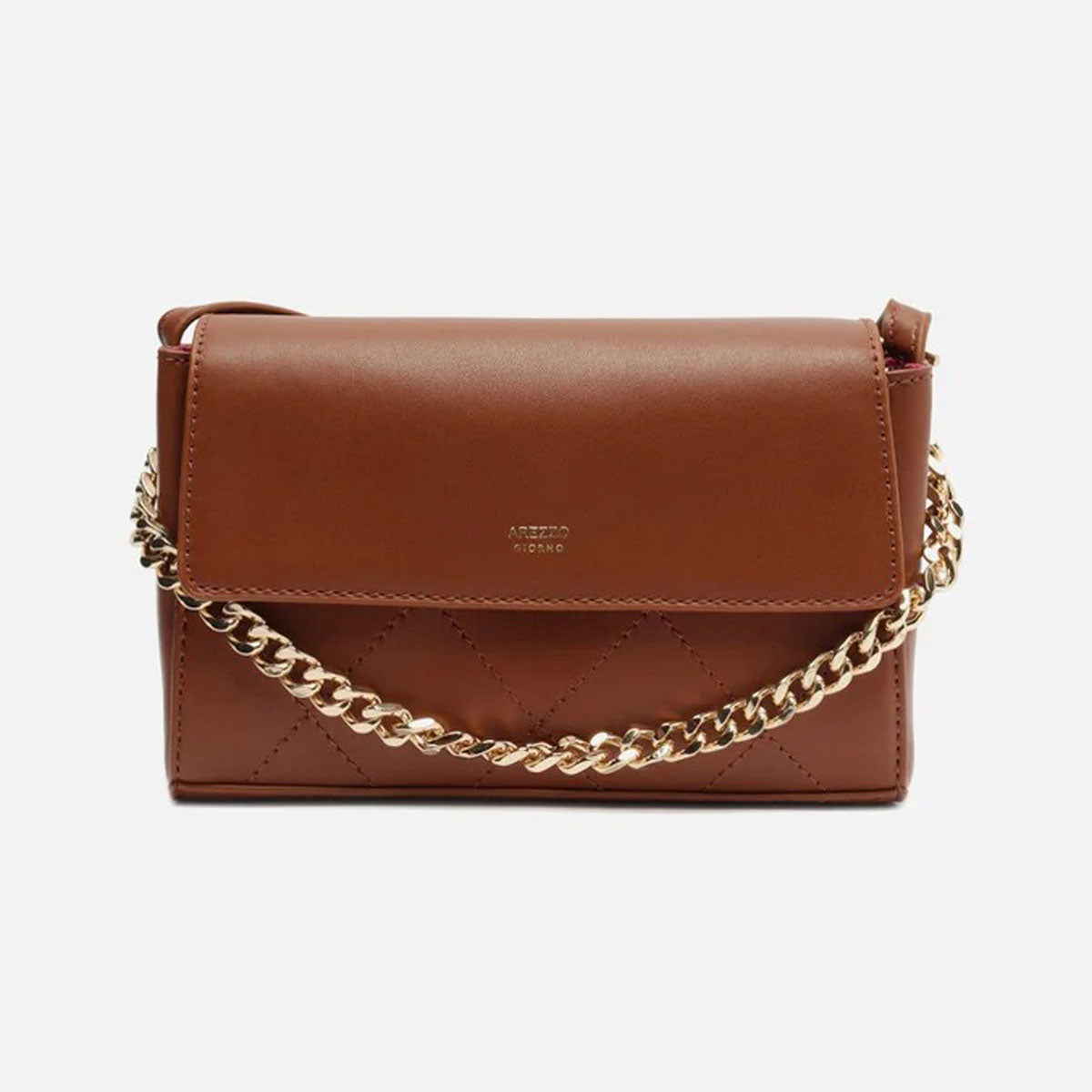 BOLSA TIRACOLO MARROM PEQUENA CORRENTE METAL A 57100 2339 0006 AREZZO