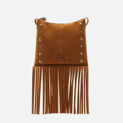 BOLSA TIRACOLO MARROM CLARA ACAMURÇADA FRANJAS A 50011 0962 0002 AREZZO
