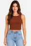 Caramelo | Blusa Cropped Canelado Malipa — frente