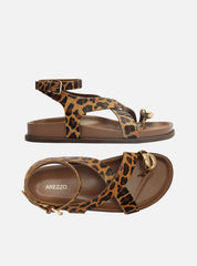 SANDÁLIA PAPETE ANIMAL PRINT ONÇA METAL BOLD A 13555 0010 0006 AREZZO