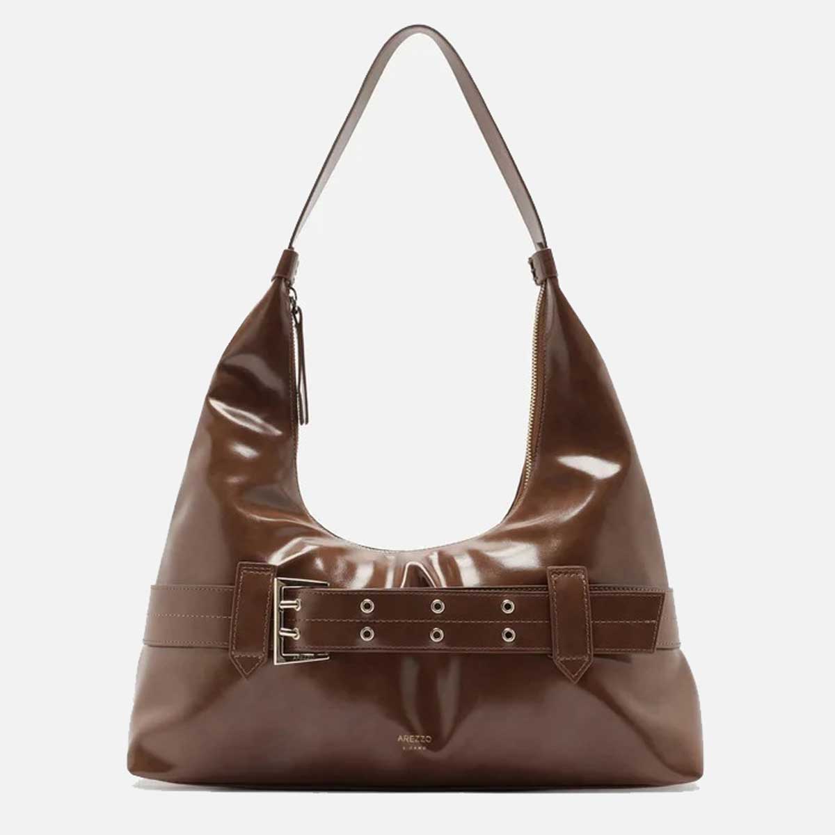 BOLSA HOBO MARROM GRANDE TIRAS FIVELA A 50021 0989 0002 AREZZO