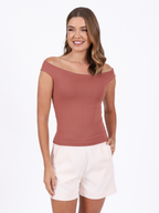 Look completo blusa ombro ombro feminino Skenn
