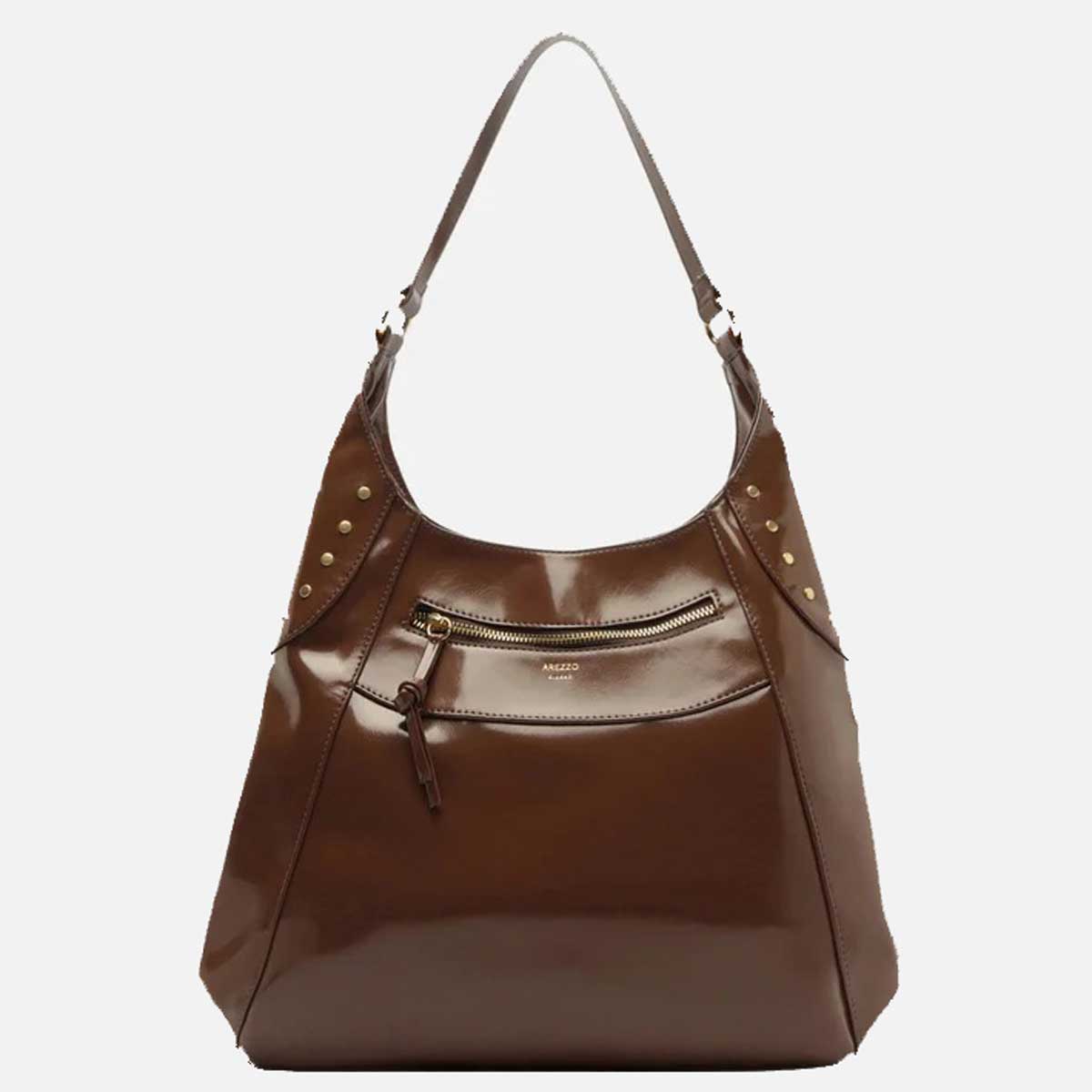BOLSA HOBO MARROM GRANDE REBITES LATERAIS A 50014 0704 0003 AREZZO