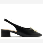 SCARPIN SLINGBACK SALTO BLOCO APLIQUE METAL PRETO C 30705 0026 0001 ANACAPRI