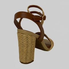 SANDALIA SALTO ALTO PALHA TRAMADA BEGE A 10281 0327 0001 AREZZO