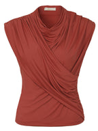 Blusa Fluidez Begonia rosa, vista lateral mostrando caimento do tecido fluido