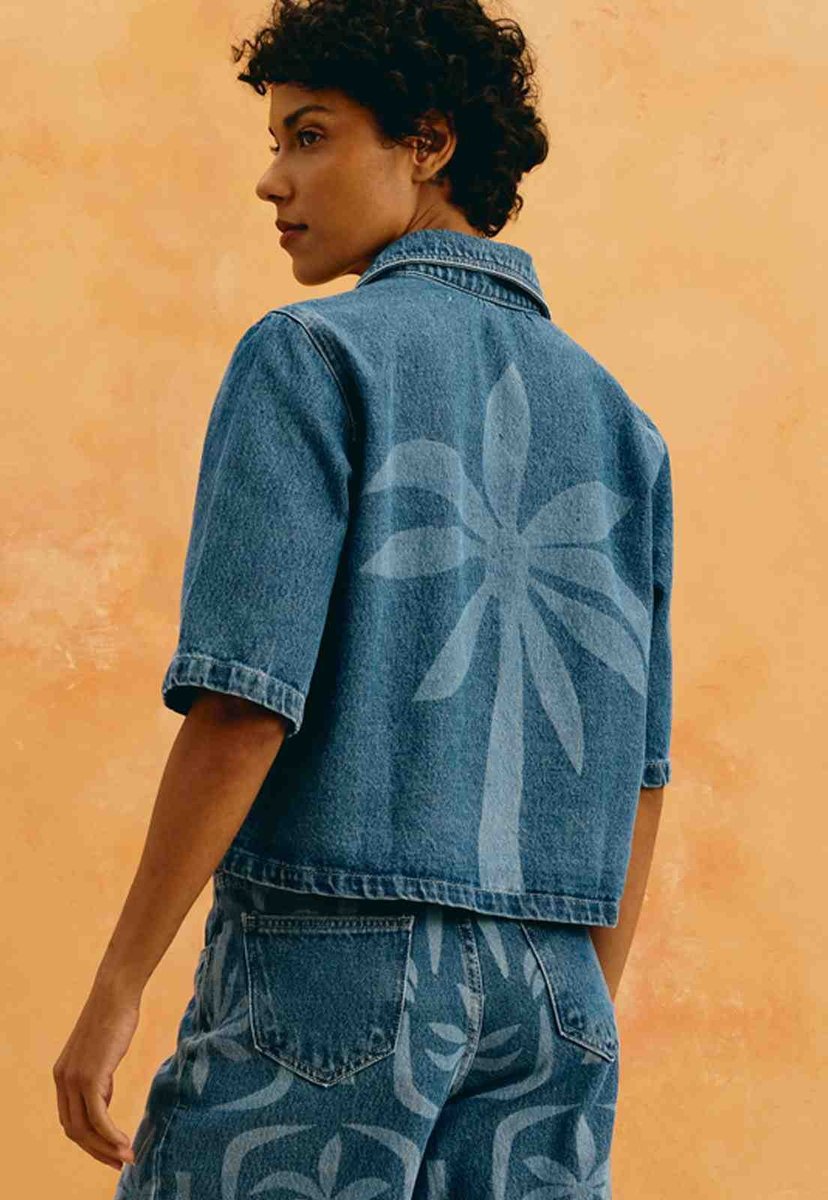 CAMISA JEANS ESTAMPA LASER COQUEIRO 108603 CACAY Imagem secundária do produto