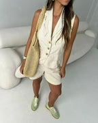 Detalhe de costura blusa colete alfaiataria Atlantic 8729 Alcance