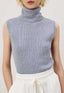 Blusa regatinha gola alta tricot Cacay marfim, frente feminina