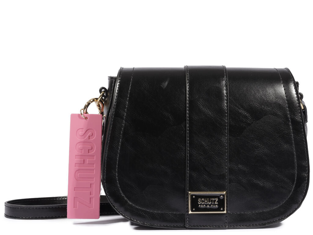 BOLSA TIRACOLO PRETA NAPA TAG ROSA S 50010 2021 0001 SCHUTZ