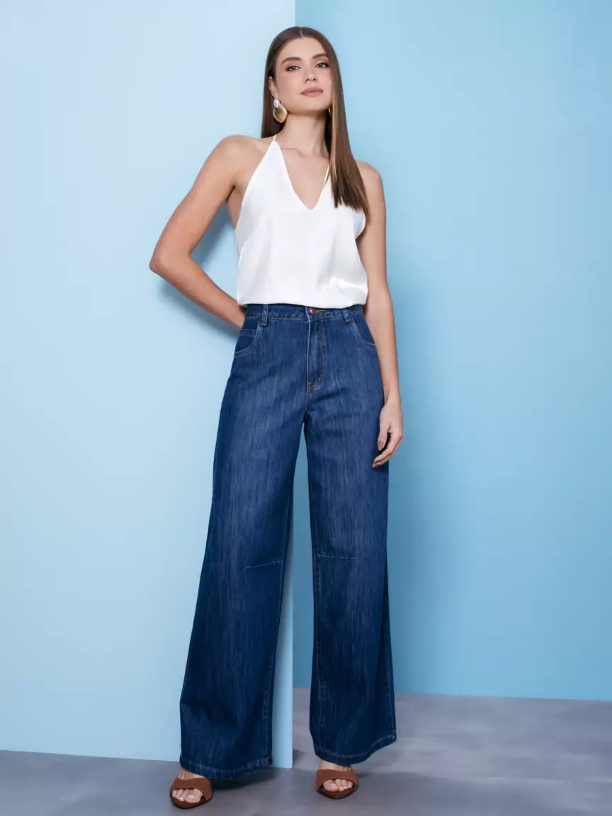 Blusa regata chic cetim Skenn costas
