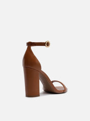 SANDÁLIA MARROM COURO SALTO ALTO BLOCO BÁSICA A 10281 0330 0001 AREZZO