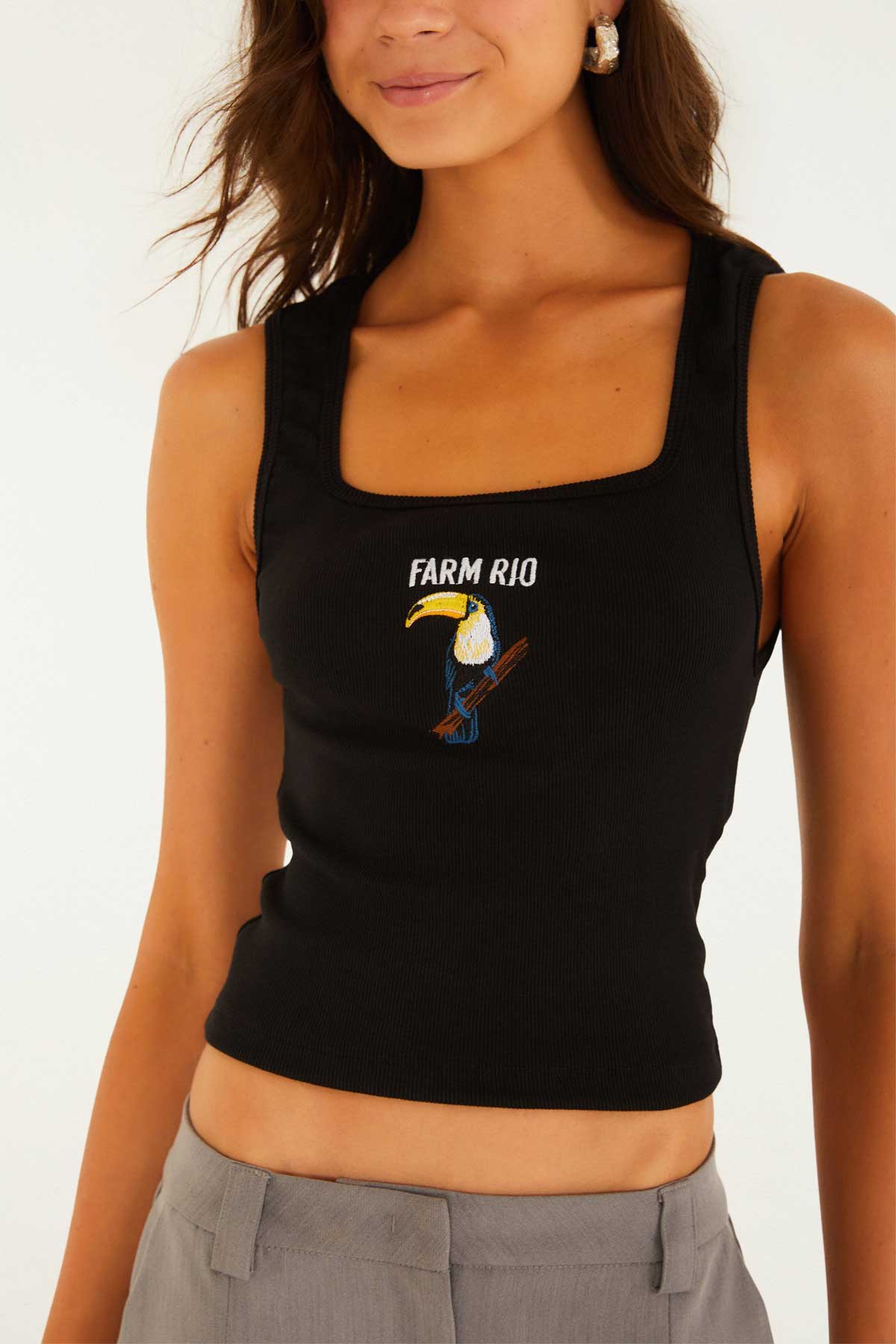 BLUSA REGATA BORDADA TUCANO 362623 FARM RIO Imagem secundária do produto