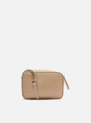 BOLSA TIRACOLO BEGE COURO FRANCINE PEQUENA A 50023 0051 0092 AREZZO
