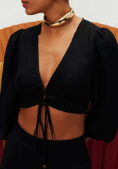 BLUSA CROPPED TUNEL MANGA 102145 CACAY