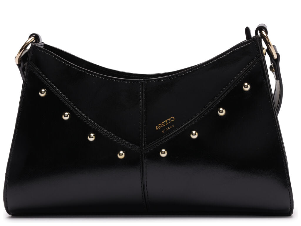 BOLSA TIRACOLO PRETA COSTURA E TACHAS A 50021 0981 0001 AREZZO