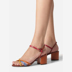 SANDÁLIA MULTICOLORIDA SALTO BLOCO FIVELA TIRAS A 10055 1312 0008 AREZZO
