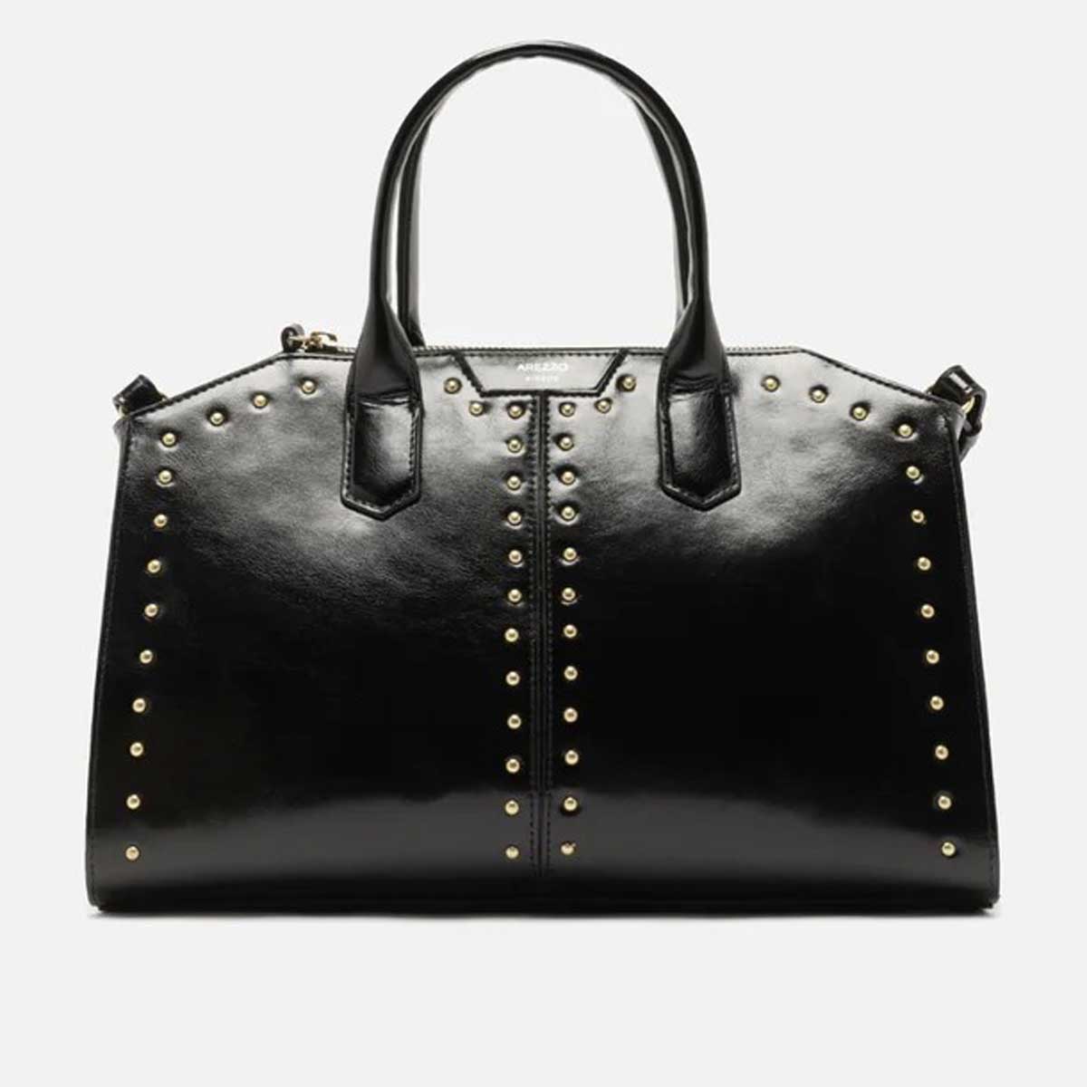 BOLSA TOTE PRETA VERNIZ GRANDE REBITES A 50021 1006 0001 AREZZO