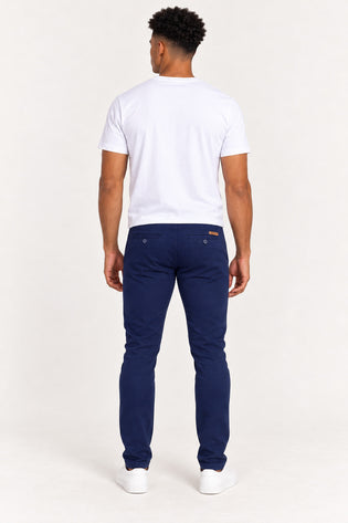 Azul Marinho | Calça Masculina Chino de Sarja Barra Normal Revanche — costas