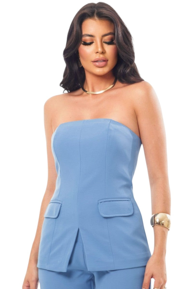 Blusa alfaiataria chique 383122 Skenn feminina, frente em tom estruturado