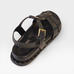 PAPETE PRETA COURO TIRAS FIVELA A 13069 0019 0002 AREZZO