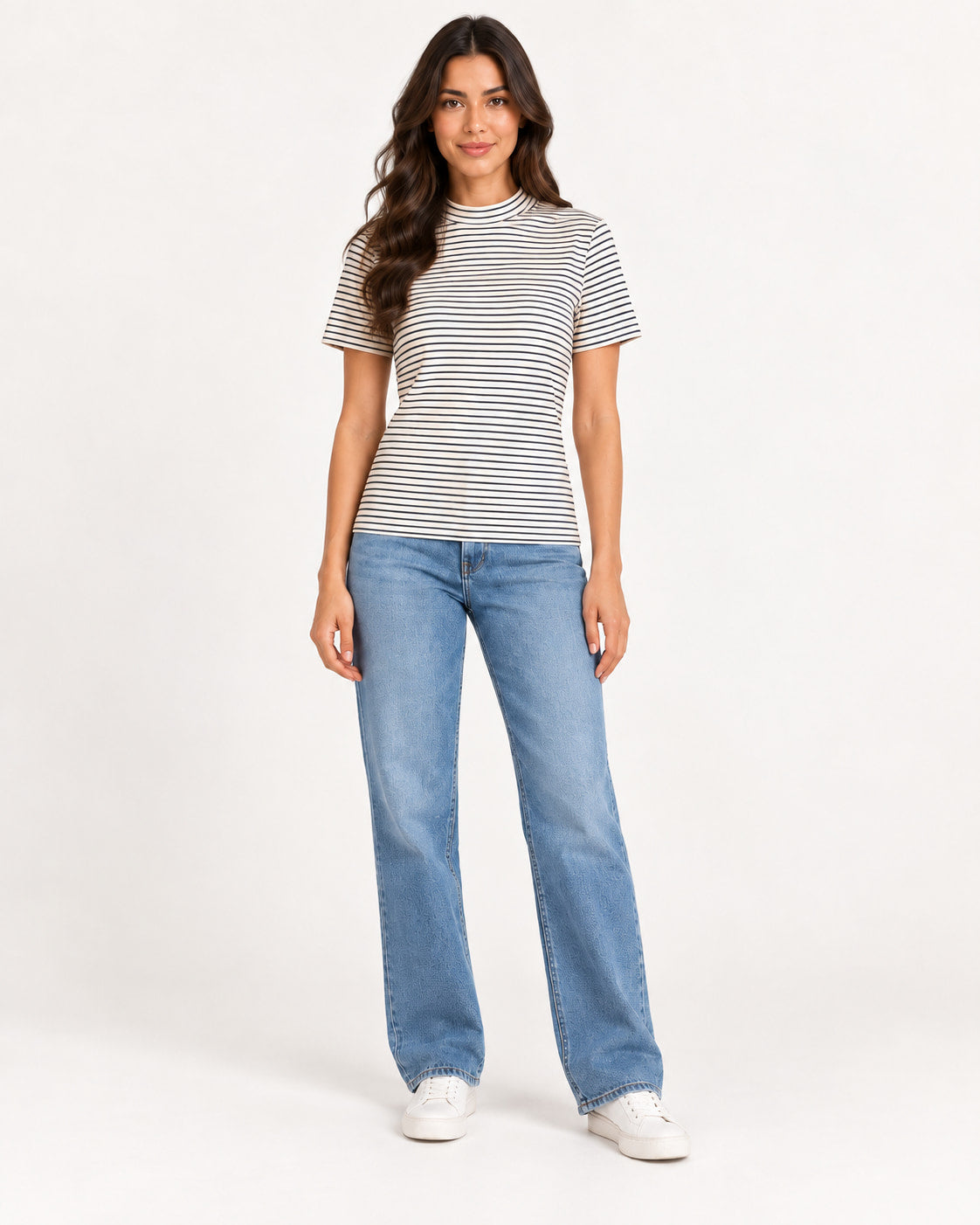 BLUSA LISTRADA COM GOLA B8736 COQUETA Imagem principal do produto
